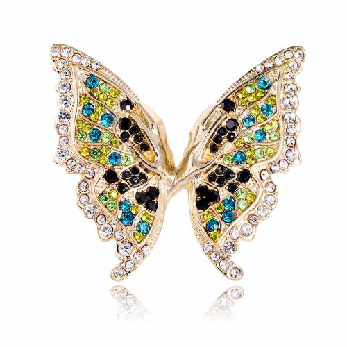 Broche de diamantes de imitación de la aleación de Zinc, Mariposa, chapado en oro KC, unisexo & esmalte & con diamantes de imitación, Vendido por UD