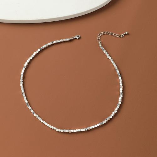 Zinc Alloy Necklace, plated, for woman, silver color Approx 31-40 cm 