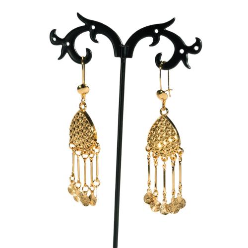 Zinc Alloy Tassel Earring, gold color plated, Bohemian style & for woman, 70mm 