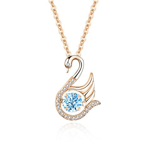 Cubic Zirconia Micro Pave Sterling Silver Necklace, 925 Sterling Silver, with 5cm extender chain, Swan, fashion jewelry & micro pave cubic zirconia & for woman Approx 40 cm 