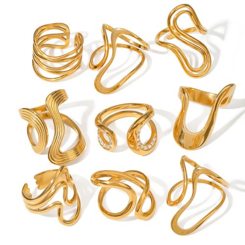 Edelstahl Fingerring, 304 Edelstahl, Modeschmuck & verschiedene Stile für Wahl & für Frau, goldfarben, verkauft von PC