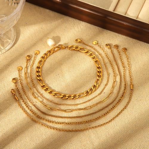 Stainless Steel Anklets Jewelry, 304 Stainless Steel, 18K gold plated, fashion jewelry & for woman, golden 