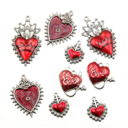 Zinc Alloy Heart Pendants, antique silver color plated, DIY & enamel Approx 