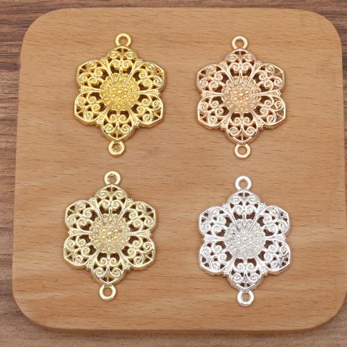 Zinc Alloy Charm Connector, Flower, plated, DIY & 1/1 loop 