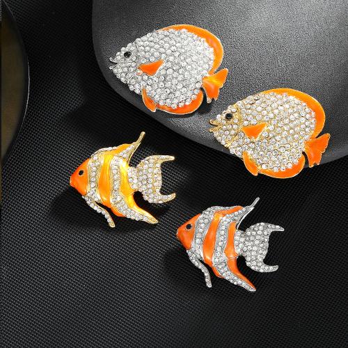 Broche émail, alliage de zinc, poisson, Placage, styles différents pour le choix & pour femme & avec strass, plus de couleurs à choisir, Vendu par PC