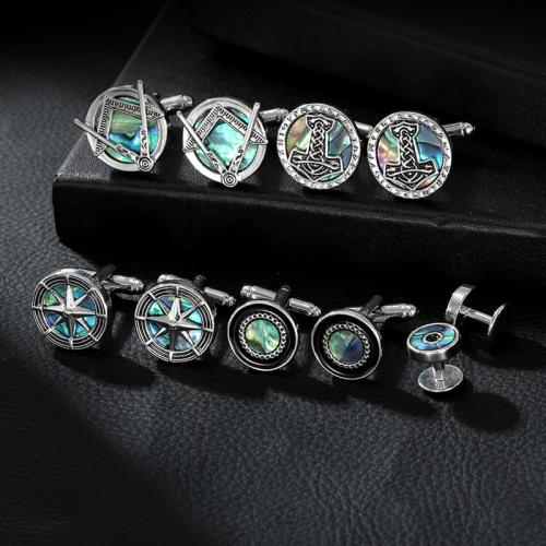 Zinc Alloy Cufflinks, with Abalone Shell, silver color plated & for man 