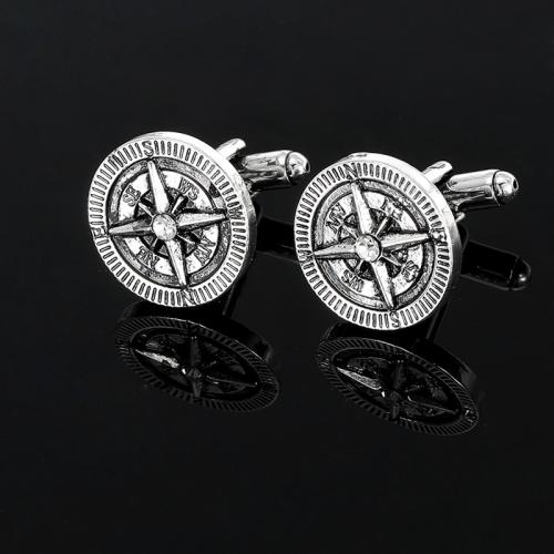 Zinc Alloy Cufflinks, Round, silver color plated, for man 