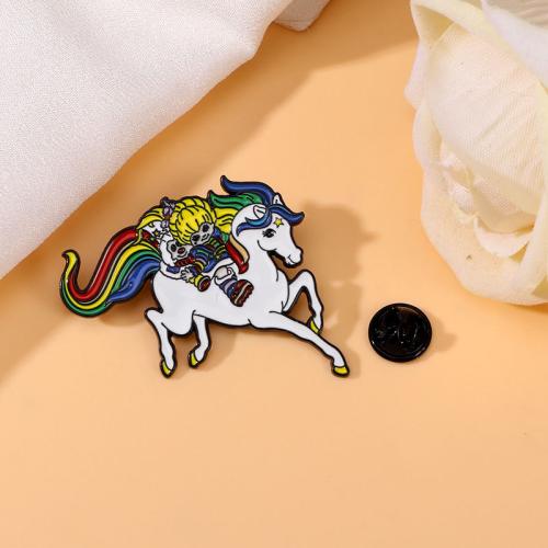 Broche émail, alliage de zinc, Licorne, Placage, Mignon, couleurs mélangées Vendu par PC