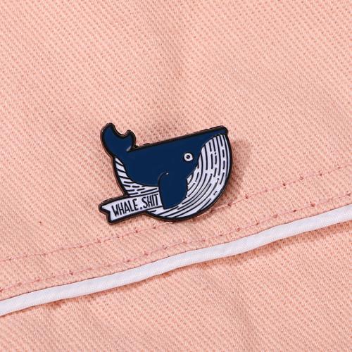 Broche émail, alliage de zinc, Baleine, Placage, Mignon, bleu Vendu par PC