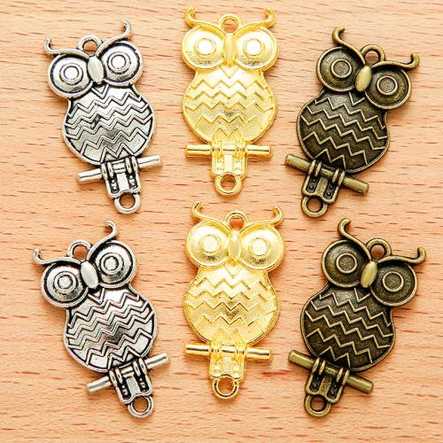 Animal Zinc Alloy Connector, Owl, plated, 1/11 loop & DIY [