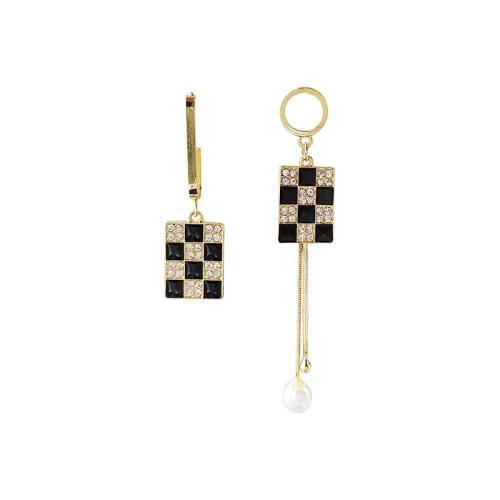 Asymmetric Earrings, Zinc Alloy, gold color plated, fashion jewelry & with rhinestone, golden 