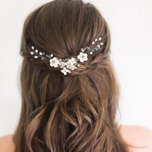 Diadema  de Bisuteria, aleación de zinc, con Arcilla polimero & Cristal & Perlas plásticas, chapado, para mujer, plateado, Vendido por UD[