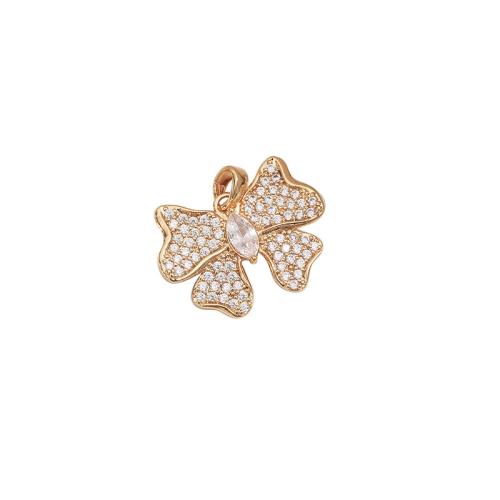 Cubic Zirconia Micro Pave Brass Pendant, Bowknot, plated, DIY & micro pave cubic zirconia 23mm 