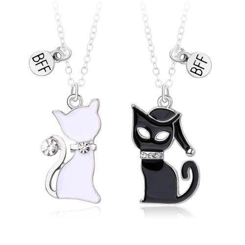 Enamel Zinc Alloy Necklace, 2 pieces & for woman & with rhinestone [