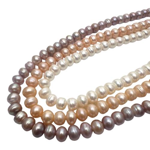 Natural Freshwater Pearl Loose Beads, Flat Round, DIY 8-9mm Approx 36 cm 