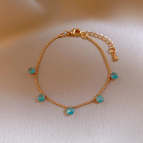 Cubic Zirconia Micro Pave Brass Bracelet, with 6cm extender chain, fashion jewelry & micro pave cubic zirconia & for woman Approx 19 cm 