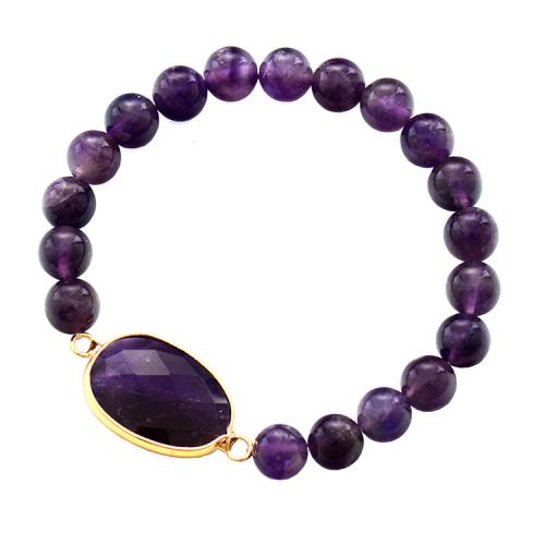 Bracelets quartz, améthyste, avec laiton, bijoux de mode & pour femme, violet Environ 18 cm, Vendu par PC