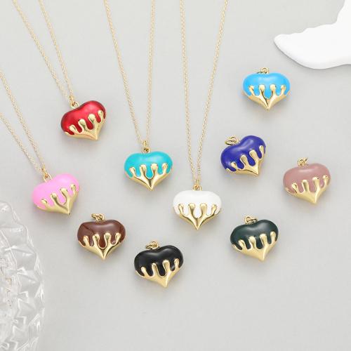 Enamel Brass Pendants, Heart, fashion jewelry & for woman 