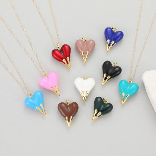 Enamel Brass Pendants, Heart, fashion jewelry & for woman 