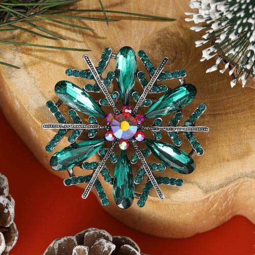 Broche de bijoux de Noël, alliage de zinc, flocon de neige, Placage, Conception de Noël & pour femme & avec strass, plus de couleurs à choisir, Vendu par PC