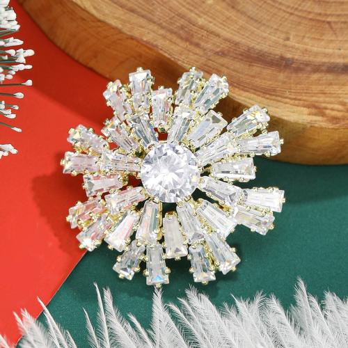 Rhinestone Zinc Alloy Brooch, Snowflake, plated, for woman & with rhinestone 