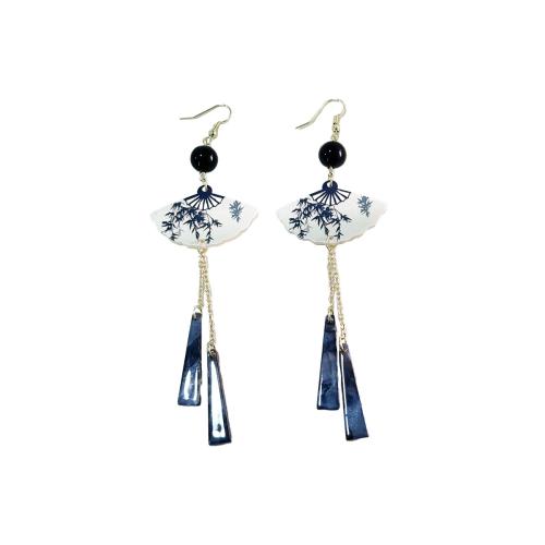 Zinc Alloy Drop Earring, with Acrylic, gold color plated, fashion jewelry, mixed colors 