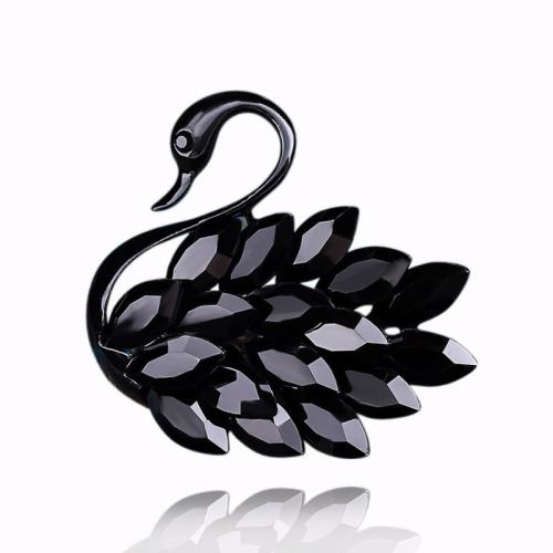 Zinc Alloy Jewelry Brooch, with Crystal, Swan, plated, fashion jewelry 