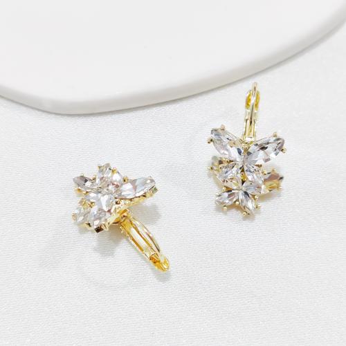 Zinc Alloy Leverback Earring, gold color plated, fashion jewelry & micro pave cubic zirconia, golden 