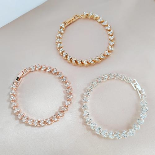 Moda pulseras de la aleación de Zinc, chapado, Joyería & micro arcilla de zirconia cúbica, más colores para la opción, longitud:17 cm, Vendido por UD