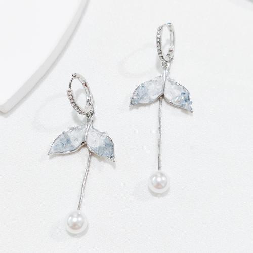 Zinc Alloy Rhinestone Drop Earring, with Crystal, silver color plated, fashion jewelry & with rhinestone, silver color 