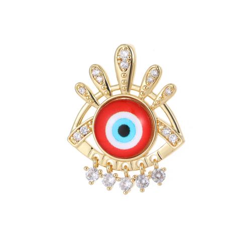 Fashion Evil Eye Pendant, Brass, 14K gold-filled, DIY & micro pave cubic zirconia & enamel [