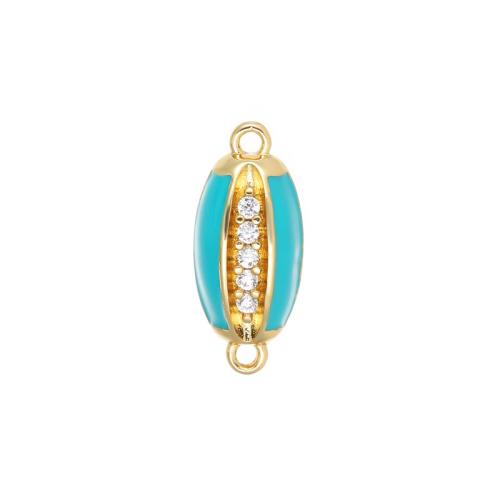 Cubic Zirconia Micro Pave Brass Pendant, 14K gold plated, DIY & micro pave cubic zirconia & enamel 