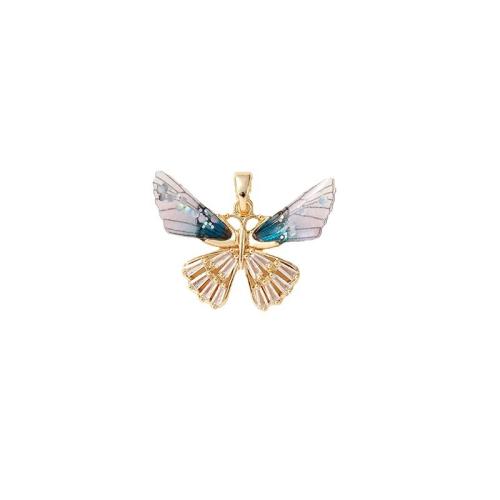 Cubic Zirconia Micro Pave Brass Pendant, with Acrylic, Butterfly, plated, DIY & micro pave cubic zirconia 