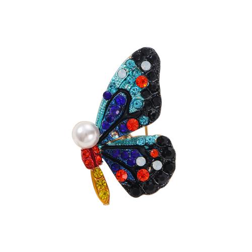 Bijoux broche en Zinc alliage , alliage de zinc, avec perle de plastique, Placage, styles différents pour le choix & pour femme & émail & avec strass, plus de couleurs à choisir, Vendu par PC