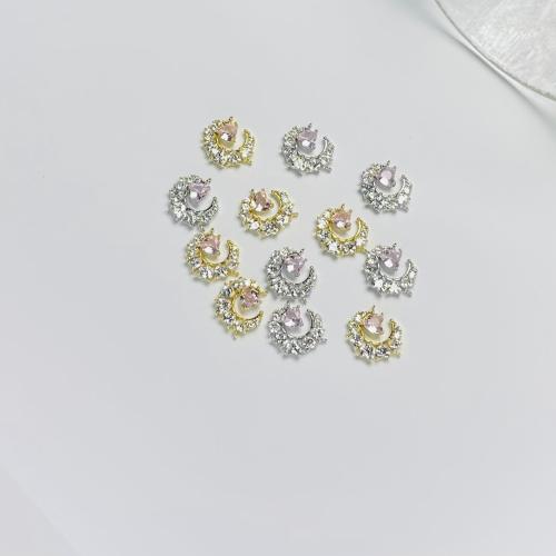 Zinc Alloy Charm Connector, plated, DIY & micro pave cubic zirconia 14mm 