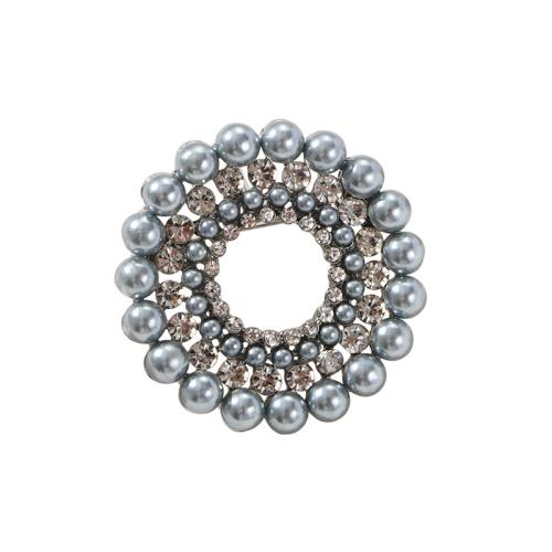 Bijoux broche en Zinc alliage , alliage de zinc, avec perle de plastique, Placage, pour femme & avec strass, argent, Vendu par PC