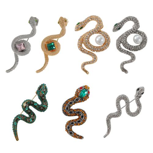 Bijoux broche en Zinc alliage , alliage de zinc, avec perle de plastique, serpent, Placage, styles différents pour le choix & pour femme & avec strass, plus de couleurs à choisir, Vendu par PC