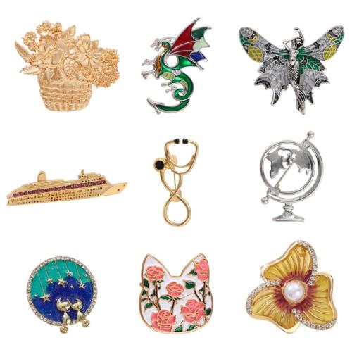 Bijoux broche en Zinc alliage , alliage de zinc, Placage, styles différents pour le choix & pour femme & émail & avec strass, plus de couleurs à choisir, Vendu par PC