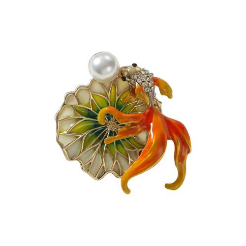 Bijoux broche en Zinc alliage , alliage de zinc, avec perle de plastique, Placage, pour femme & émail & avec strass, plus de couleurs à choisir, Vendu par PC