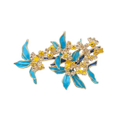 Zinc Alloy Jewelry Brooch, petals, plated, for woman & enamel, blue 