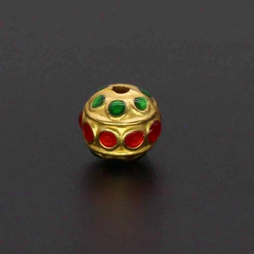 Enamel Zinc Alloy Beads, gold color plated, DIY, 7.7mm Approx 1.5mm 