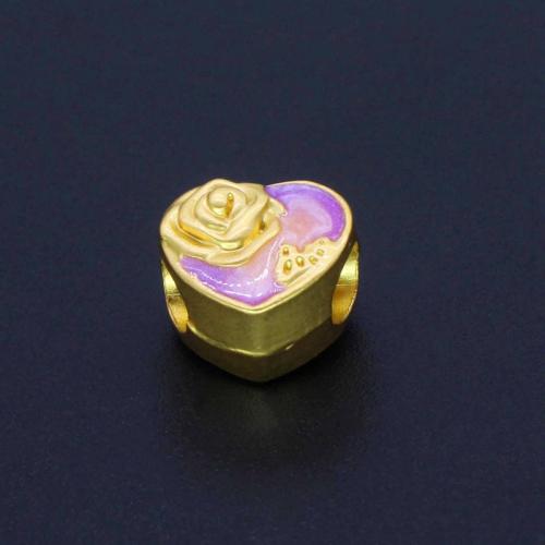 Enamel Zinc Alloy Beads, Heart, gold color plated, DIY Approx 4mm 