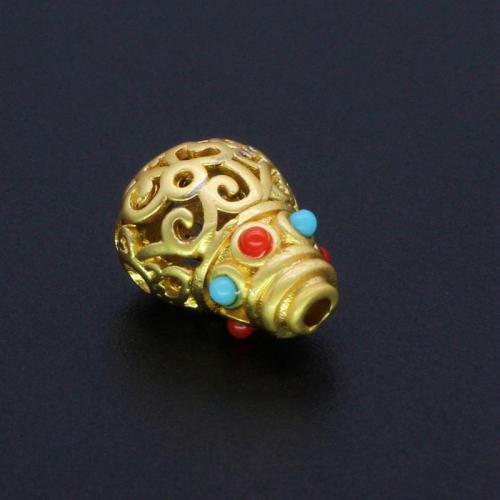 3 Holes Guru Beads, Brass, gold color plated, DIY [