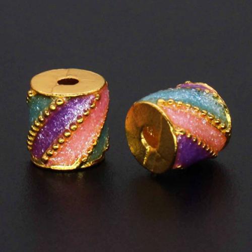 Enamel Zinc Alloy Beads, Column, gold color plated, DIY Approx 2mm 