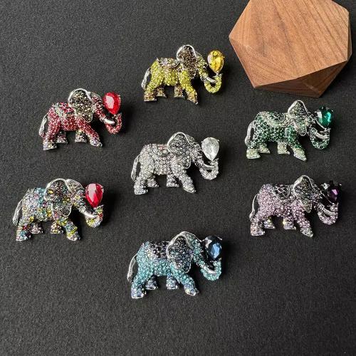 Rhinestone Zinc Alloy Brooch, Elephant, plated, fashion jewelry & with rhinestone 