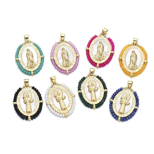 Crystal Brass Pendants, with Shell & Crystal, plated, DIY [