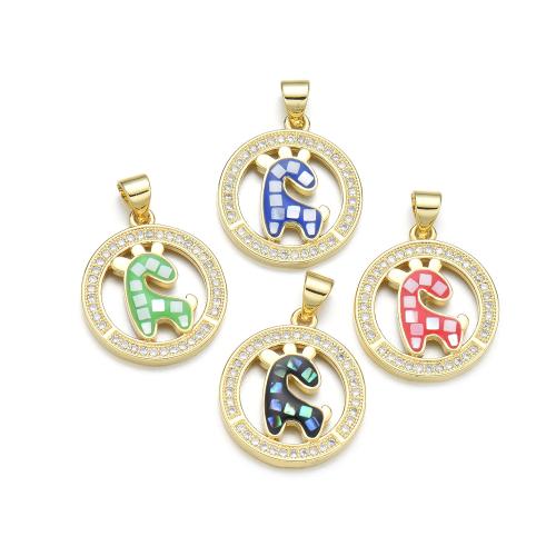 Cubic Zirconia Micro Pave Brass Pendant, with Shell, plated, DIY & micro pave cubic zirconia & enamel 