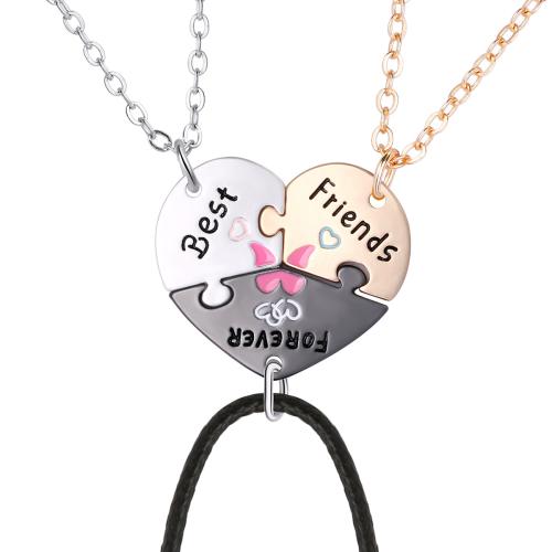 Enamel Zinc Alloy Necklace, with Wax Cord, plated, three pieces & Unisex [