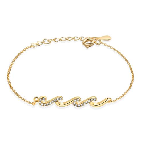 Cubic Zirconia Micro Pave Brass Bracelet, with 3cm extender chain, plated, micro pave cubic zirconia & for woman Approx 16 cm 