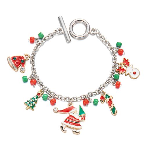 Pulsera de Navidad de la aleación de zinc, Diseño de Navidad & Joyería & diferentes estilos para la opción & para mujer, más colores para la opción, longitud:aproximado 16 cm, Vendido por UD